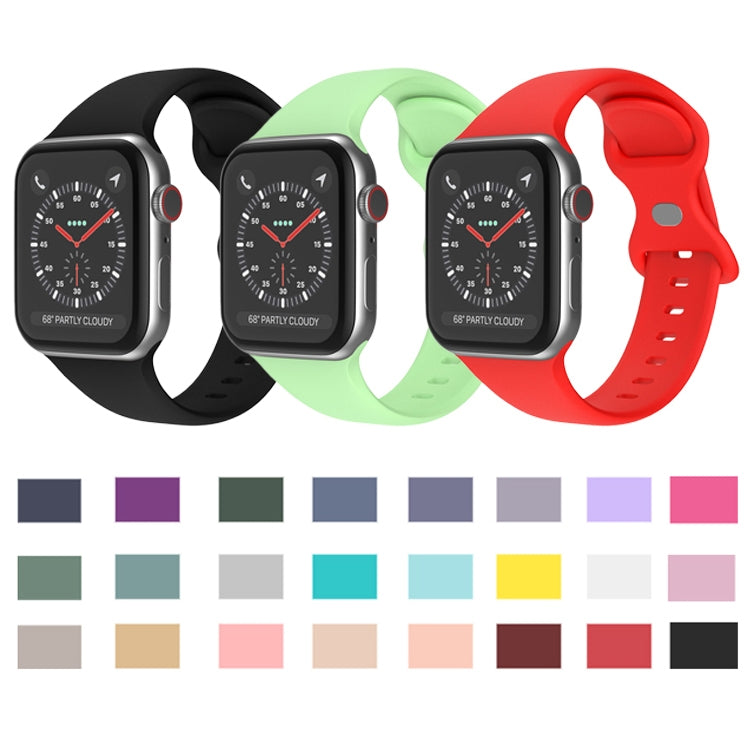 Butterfly Buckle Silicone Watch Band, Size: L For Apple Watch Ultra 49mm&Watch Ultra 2 49mm / Series 9&8&7 45mm / SE 3&SE 2&6&SE&5&4 44mm / 3&2&1 42mm(White) - Watch Bands by buy2fix | Online Shopping UK | buy2fix