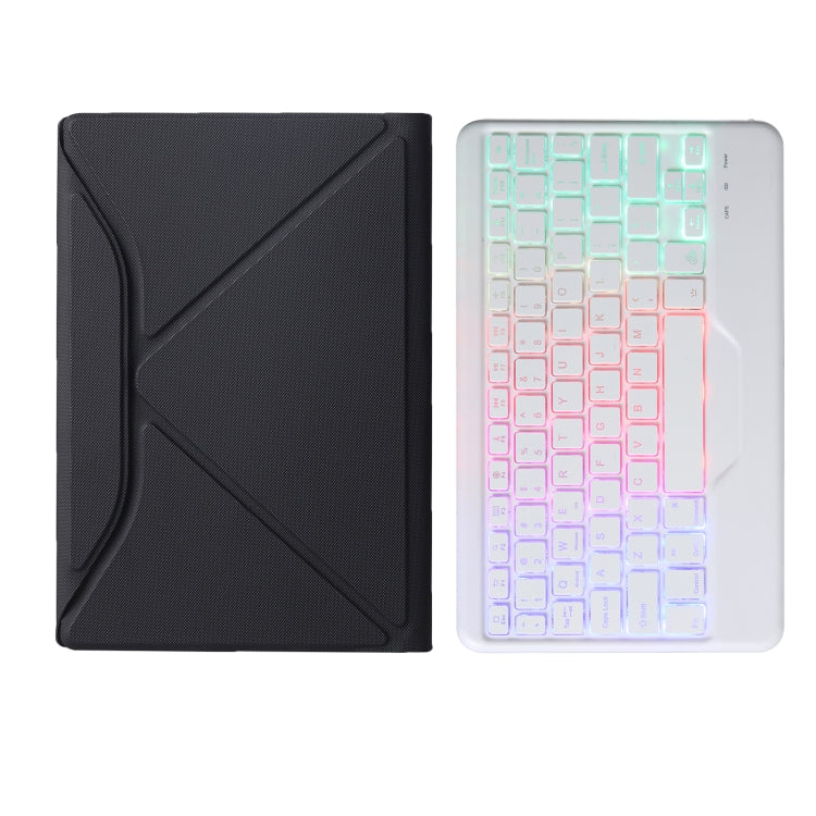 BM20S Backlight Diamond Texture Bluetooth Keyboard Leather Case with Triangle Back Support For Lenovo M10 Plus 10.3 inch TB-X606 / TB-X606F(Black + White) - Lenovo Keyboard by buy2fix | Online Shopping UK | buy2fix