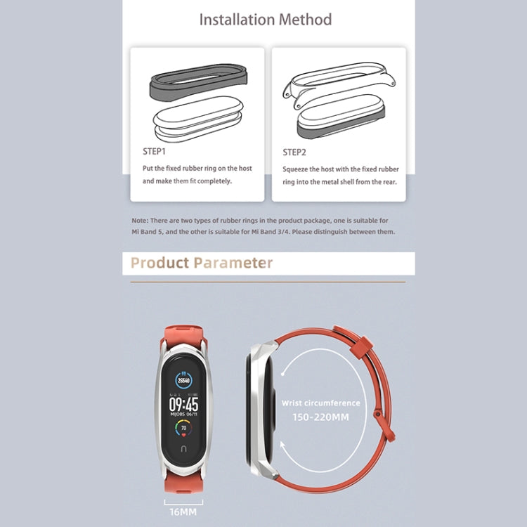 For Xiaomi Mi Band 6 / 5 / 4 / 3 Mijobs Flat Hole Silicone Watch Band, Style:CS Case(Grey+Silver) - Watch Bands by MIJOBS | Online Shopping UK | buy2fix