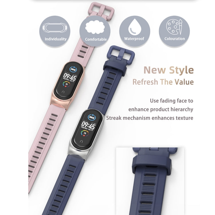 For Xiaomi Mi Band 6 / 5 / 4 / 3 Mijobs Flat Hole Silicone Watch Band, Style:TF Case(Orange+Gold) - Watch Bands by MIJOBS | Online Shopping UK | buy2fix