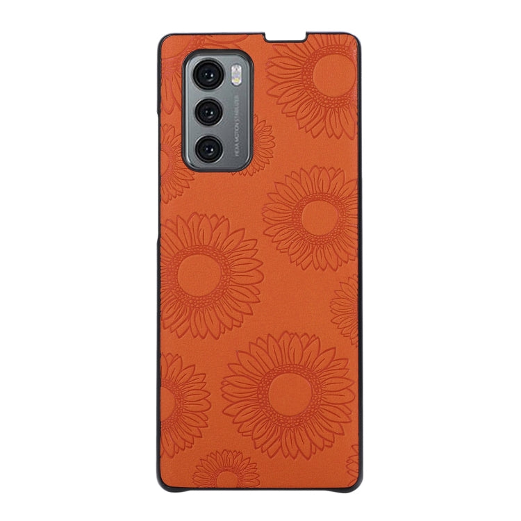 For LG Wing 5G Sunflower Pattern PU+TPU+PC Shockproof Phone Case(Orange) - LG by buy2fix | Online Shopping UK | buy2fix