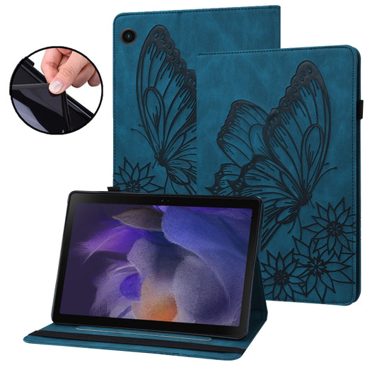 For Samsung Galaxy Tab A8 Big Butterfly Embossed Leather Tablet Case(Blue) - Other Galaxy Tab PC by buy2fix | Online Shopping UK | buy2fix