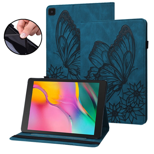 For Samsung Galaxy Tab A 8.0 2019 T290/T295 Big Butterfly Embossed Leather Tablet Case(Blue) - Other Galaxy Tab PC by buy2fix | Online Shopping UK | buy2fix