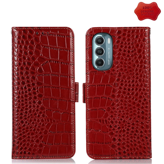 For Motorola Moto G Stylus 5G 2022 Crocodile Top Layer Cowhide Leather Phone Case(Red) - Motorola Cases by buy2fix | Online Shopping UK | buy2fix