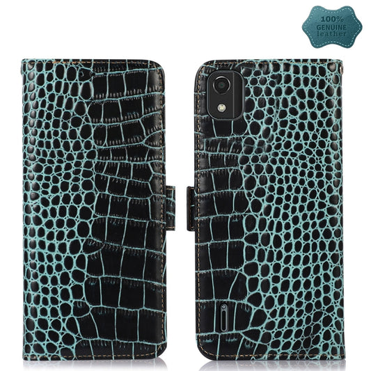 For Nokia C2 2nd Edition Crocodile Top Layer Cowhide Leather Phone Case(Green) - Nokia Cases by buy2fix | Online Shopping UK | buy2fix