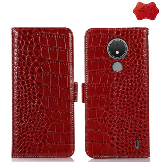 For Nokia C21 Crocodile Top Layer Cowhide Leather Phone Case(Red) - Nokia Cases by buy2fix | Online Shopping UK | buy2fix