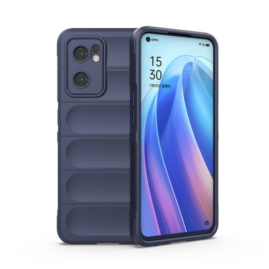 For OPPO Reno7 5G Global / Find X5 Lite Magic Shield TPU + Flannel Phone Case(Dark Blue) - OPPO Cases by buy2fix | Online Shopping UK | buy2fix