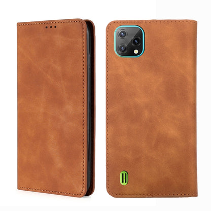 For Blackview A55 Pro Skin Feel Magnetic Horizontal Flip Leather Phone Case(Light Brown) - More Brand by buy2fix | Online Shopping UK | buy2fix