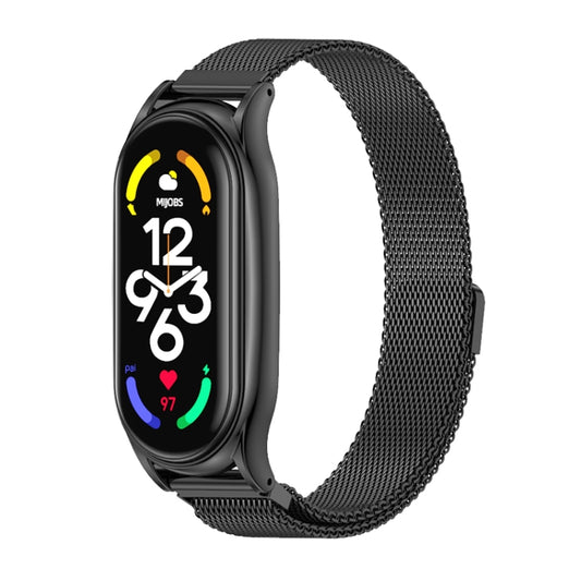 For Xiaomi Mi Band 7 / 7 NFC MIJOBS Milan Magnetic Plus Stainless Steel Watch Band(Black) - Watch Bands by MIJOBS | Online Shopping UK | buy2fix