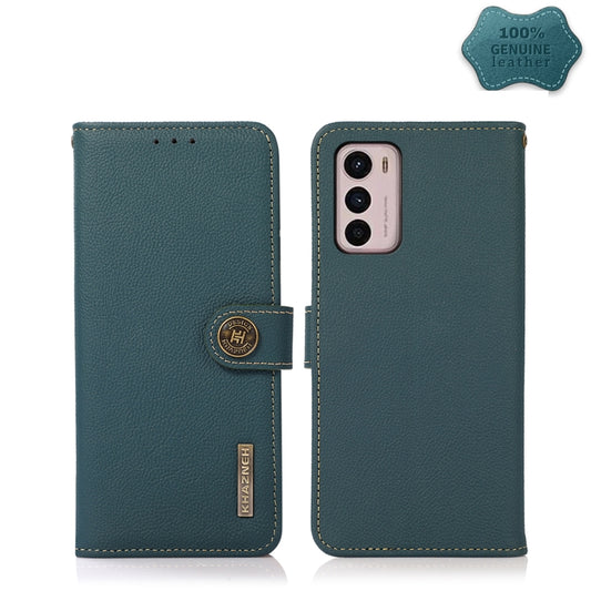 For Motorola Moto G42 KHAZNEH Custer Genuine Leather RFID Phone Case(Green) - Motorola Cases by buy2fix | Online Shopping UK | buy2fix