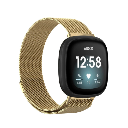 For Fitbit  Versa 4 / 3  Milanese Magnetic Metal Weave Watchband, Large Size(Gold) - Watch Bands by buy2fix | Online Shopping UK | buy2fix