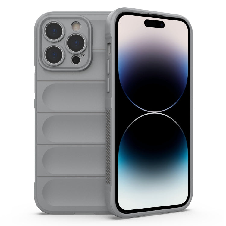 For iPhone 14 Pro Magic Shield TPU + Flannel Phone Case(Grey) - iPhone 14 Pro Cases by buy2fix | Online Shopping UK | buy2fix