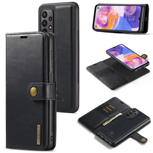 For Samsung Galaxy A23 5G DG.MING Crazy Horse Texture Detachable Magnetic Leather Phone Case(Black) - Galaxy Phone Cases by DG.MING | Online Shopping UK | buy2fix