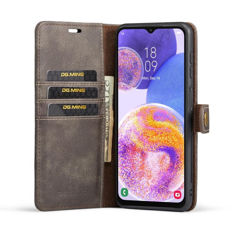 For Samsung Galaxy A23 5G DG.MING Crazy Horse Texture Detachable Magnetic Leather Phone Case(Grey) - Galaxy Phone Cases by DG.MING | Online Shopping UK | buy2fix