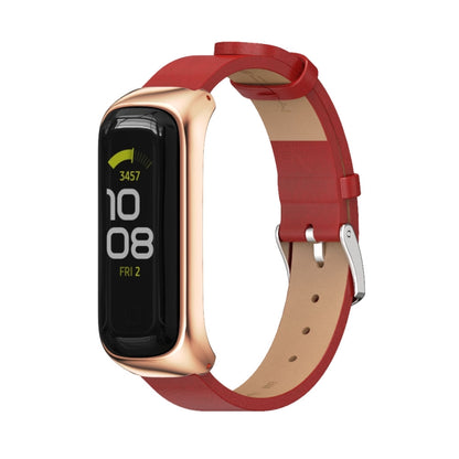 For Samsung Galaxy Fit 2 MIJOBS Metal Case Microfiber Leather Watch Band(Red Rose Gold) - Watch Bands by MIJOBS | Online Shopping UK | buy2fix