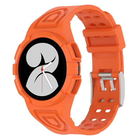 For Samsung Galaxy Watch4 44mm Silicone Integrated Watch Band(Orange) - Watch Bands by buy2fix | Online Shopping UK | buy2fix