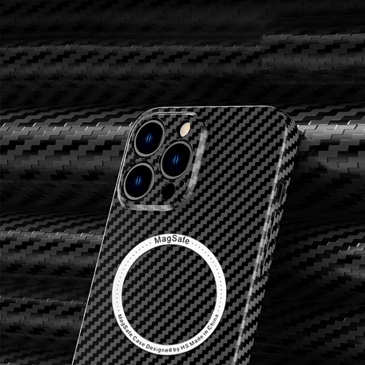 For iPhone 14 Pro Carbon Fiber Texture MagSafe Magnetic Phone Case(Black Blue) - iPhone 14 Pro Cases by buy2fix | Online Shopping UK | buy2fix