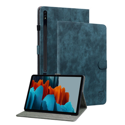 For Samsung Galaxy Tab S9 Tiger Pattern Flip Leather Tablet Case(Dark Blue) - Galaxy Tab S9 Cases by buy2fix | Online Shopping UK | buy2fix