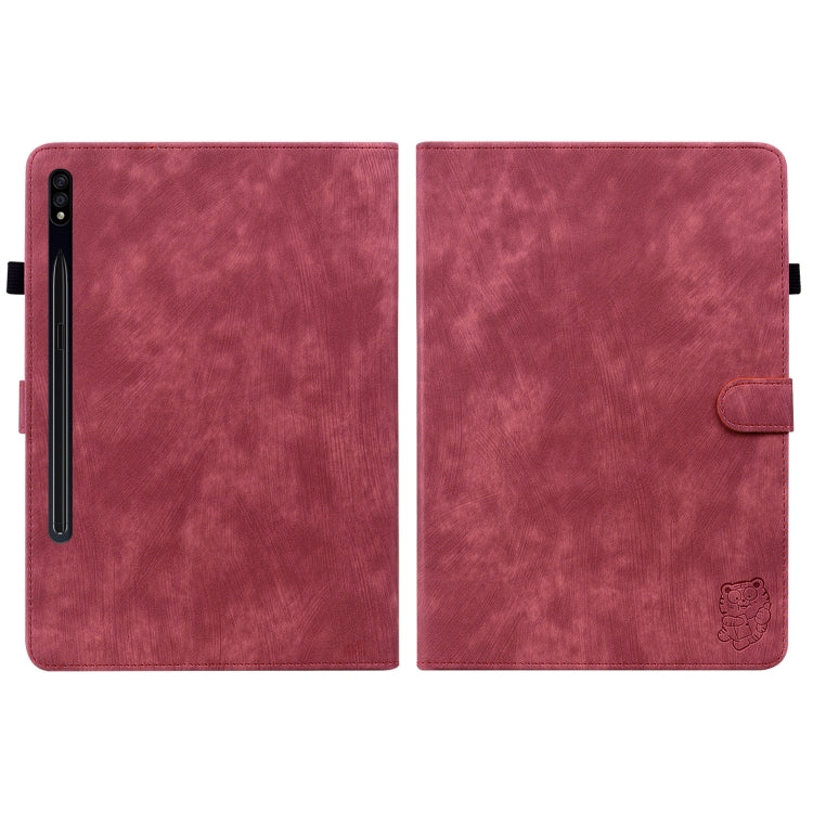 For Samsung Galaxy Tab S9+ Tiger Pattern Flip Leather Tablet Case(Red) - Galaxy Tab S9+ Cases by buy2fix | Online Shopping UK | buy2fix