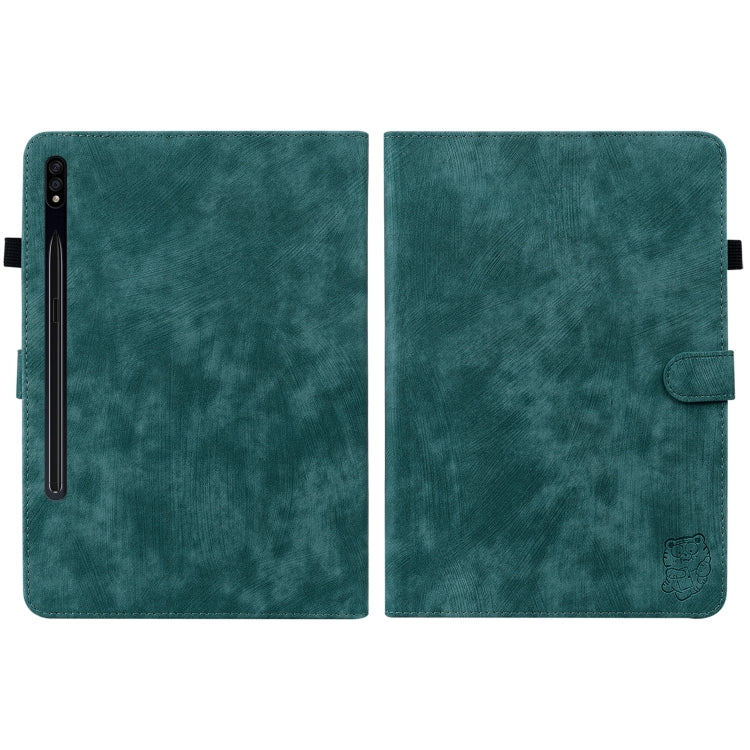 For Samsung Galaxy Tab S9+ Tiger Pattern Flip Leather Tablet Case(Dark Green) - Galaxy Tab S9+ Cases by buy2fix | Online Shopping UK | buy2fix