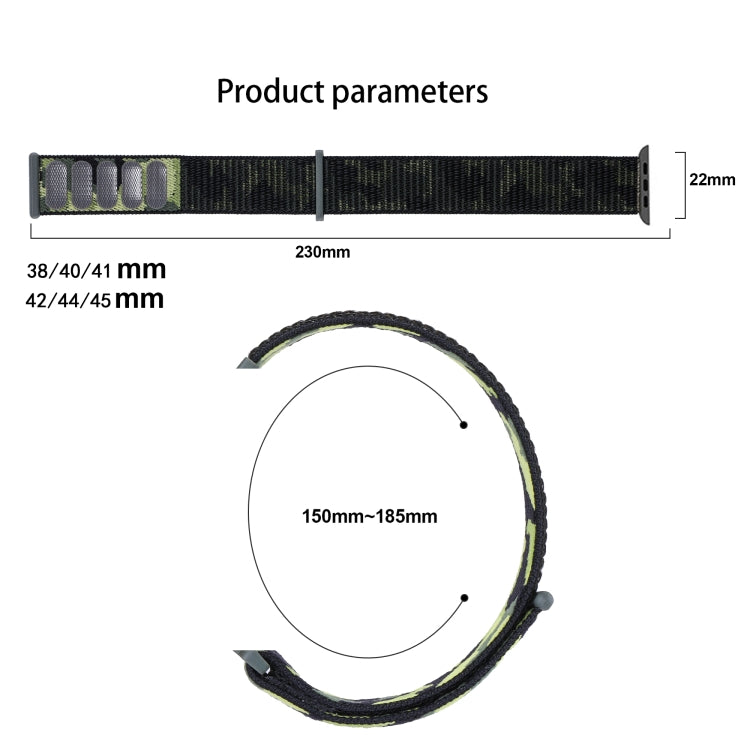 Nylon Loop Watch Band For  Apple Watch Ultra 49mm&Watch Ultra 2 49mm / Series 9&8&7 45mm / SE 3&SE 2&6&SE&5&4 44mm / 3&2&1 42mm(Lime Camouflage) - Watch Bands by buy2fix | Online Shopping UK | buy2fix