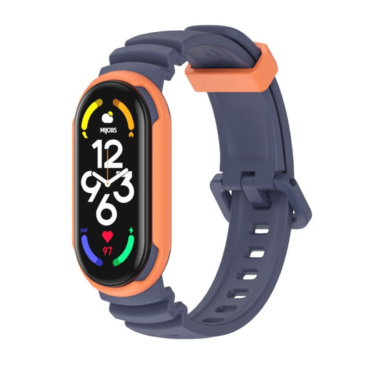 For Xiaomi Mi Band 5 / 6 / 7 MIJOBS GS Unibody Two-color Watch Band(Midnight Blue Orange) - Watch Bands by MIJOBS | Online Shopping UK | buy2fix