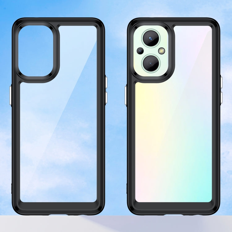 For OPPO Reno 7 Lite Colorful Series Acrylic + TPU Phone Case(Black) - OPPO Cases by buy2fix | Online Shopping UK | buy2fix