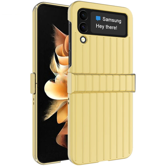 For Samsung Galaxy Z Flip4 5G IMAK JS-3 Series Colorful Vertical Stripe PC Case(Gold) - Galaxy Z Flip4 5G Cases by imak | Online Shopping UK | buy2fix