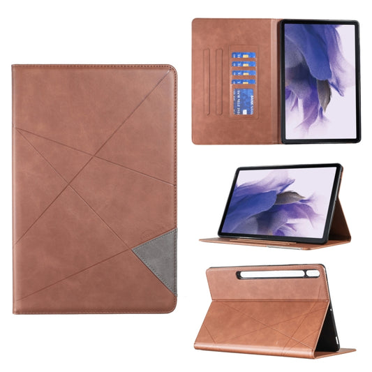 For Samsung Galaxy Tab S7 FE/Tab S7+/Tab S8+ Prismatic Leather Tablet Case(Brown) - Galaxy Tab S7 FE by buy2fix | Online Shopping UK | buy2fix