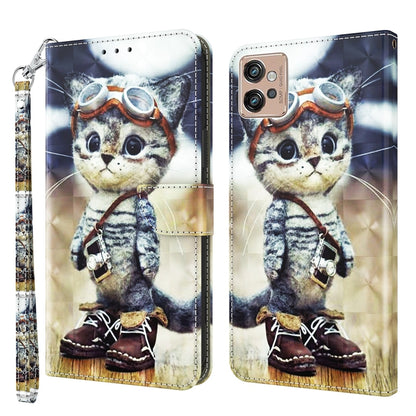 For Motorola Moto G32 5G 3D Painted Leather Phone Case(Naughty Cat) - Motorola Cases by buy2fix | Online Shopping UK | buy2fix