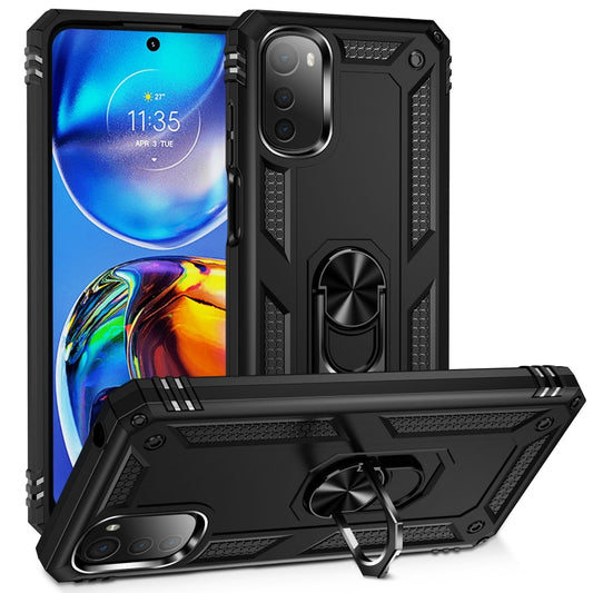 For Motorola Moto E32 4G Shockproof TPU + PC Phone Case with 360 Degree Rotating Holder(Black) - Motorola Cases by buy2fix | Online Shopping UK | buy2fix