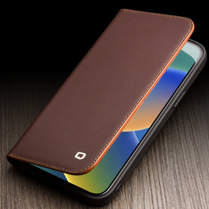 For iPhone 14 Pro QIALINO Business Horizontal Flip PU Phone Case(Brown) - iPhone 14 Pro Cases by QIALINO | Online Shopping UK | buy2fix