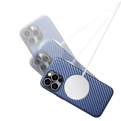 For iPhone 12 Carbon Fiber Texture MagSafe Magnetic Phone Case(Silver Grey) - iPhone 12 / 12 Pro Cases by buy2fix | Online Shopping UK | buy2fix