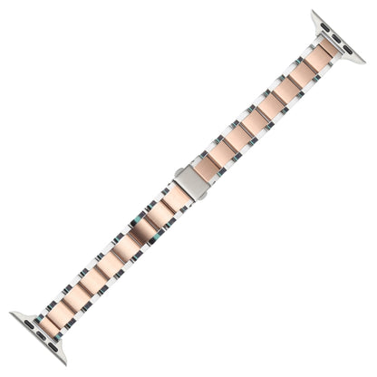 Three Beads Metal Watch Band For Apple Watch Ultra 49mm&Watch Ultra 2 49mm / Series 9&8&7 45mm / SE 3&SE 2&6&SE&5&4 44mm / 3&2&1 42mm(Silver and Rose Gold) - Watch Bands by buy2fix | Online Shopping UK | buy2fix