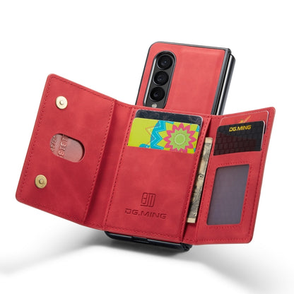 For Samsung Galaxy Z Fold3 5G DG.MING M2 Series 3-Fold Multi Card Bag Phone Case(Red) - Galaxy Phone Cases by DG.MING | Online Shopping UK | buy2fix