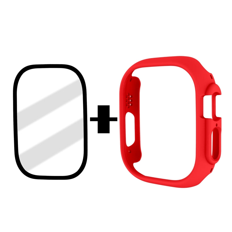 Tempered Glass Film Frosted PC Watch Case For Apple Watch Ultra 49mm / Apple Watch Ultra 2 49mm(Red) - Watch Cases by buy2fix | Online Shopping UK | buy2fix