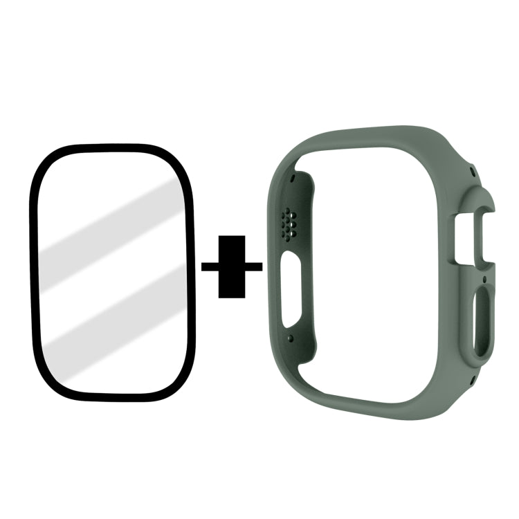 Tempered Glass Film Frosted PC Watch Case For Apple Watch Ultra 49mm / Apple Watch Ultra 2 49mm(Khaki) - Watch Cases by buy2fix | Online Shopping UK | buy2fix