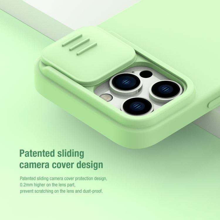 For iPhone 14 Pro NILLKIN CamShield MagSafe Liquid Silicone Phone Case (Dark Green) - iPhone 14 Pro Cases by buy2fix | Online Shopping UK | buy2fix