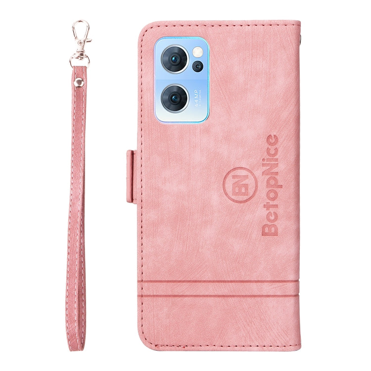 For OPPO Reno 7 5G Global / Find X5 Lite BETOPNICE Dual-side Buckle Leather Phone Case(Pink) - OPPO Cases by BETOPNICE | Online Shopping UK | buy2fix