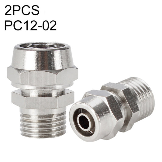 PC12-02 LAIZE 2pcs Nickel Plated Copper Pneumatic Quick Fitting Connector - Interface Series by LAIZE | Online Shopping UK | buy2fix