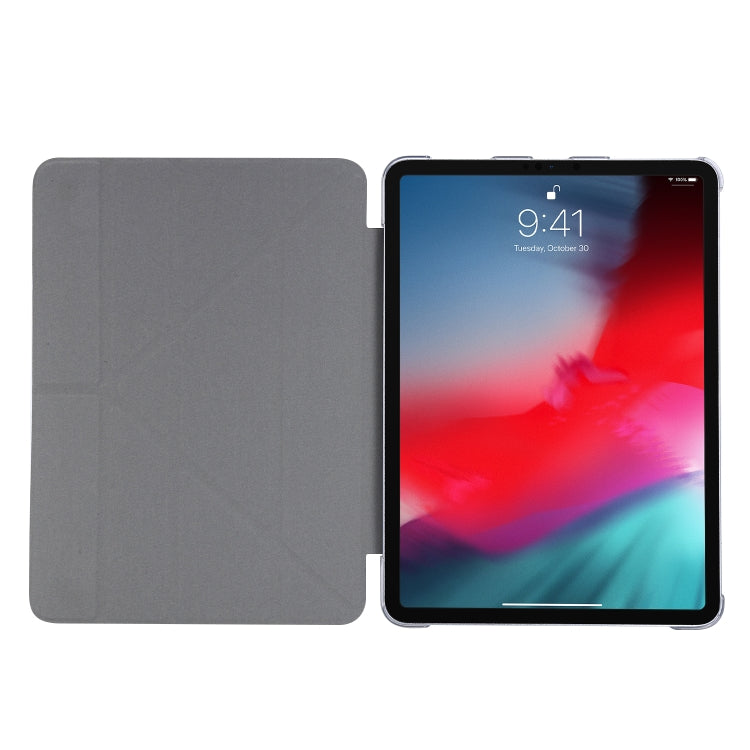 For iPad Air 13 2024 / Pro 12.9 2020 Silk Texture Horizontal Deformation Flip Leather Tablet Case with Three-folding Holder(Black) - iPad Pro 12.9 (2020) Cases by buy2fix | Online Shopping UK | buy2fix