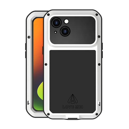 For iPhone 14 LOVE MEI Metal Shockproof Life Waterproof Dustproof Phone Case(White) - iPhone 14 Cases by LOVE MEI | Online Shopping UK | buy2fix