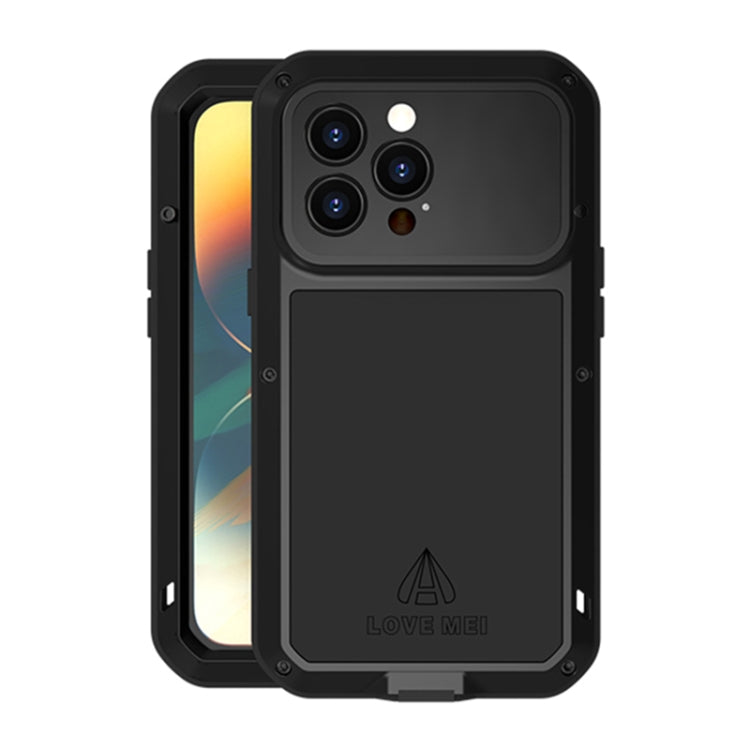 For iPhone 14 Pro LOVE MEI Metal Shockproof Life Waterproof Dustproof Phone Case(Black) - iPhone 14 Pro Cases by LOVE MEI | Online Shopping UK | buy2fix