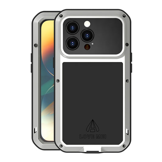 For iPhone 14 Pro Max LOVE MEI Metal Shockproof Life Waterproof Dustproof Phone Case(Silver) - iPhone 14 Pro Max Cases by LOVE MEI | Online Shopping UK | buy2fix