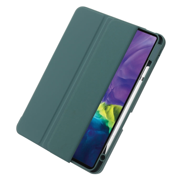 For iPad Air 13 2024 / Pro 12.9 2022/2021/2020/2018 3-Fold 360 Rotation Acrylic Leather Smart Tablet Case(Deep Green) - iPad Pro 12.9 (2022/2021) Cases by buy2fix | Online Shopping UK | buy2fix
