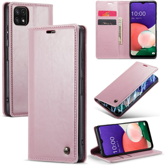 For Samsung Galaxy A22 5G / F42 5G CaseMe 003 Crazy Horse Texture Leather Phone Case(Rose Gold) - Galaxy Phone Cases by CaseMe | Online Shopping UK | buy2fix