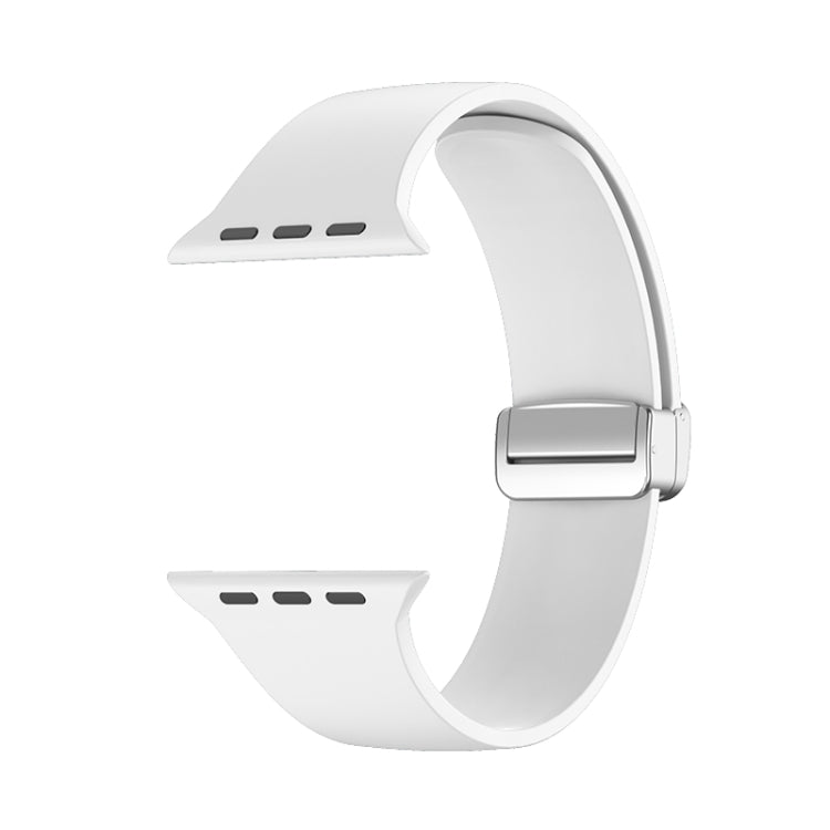 Folding Buckle Silicone Watch Band For Apple Watch Series 8&7 45mm / SE 2&6&SE&5&4 44mm / 3&2&1 42mm(White) - Watch Bands by buy2fix | Online Shopping UK | buy2fix