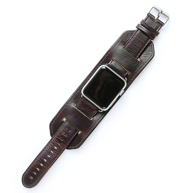 For Apple Watch 5 & 4 40mm / 3 & 2 & 1 38mm Crazy Horse Texture Bracelet Watch Band(Dark Brown) - Watch Bands by buy2fix | Online Shopping UK | buy2fix