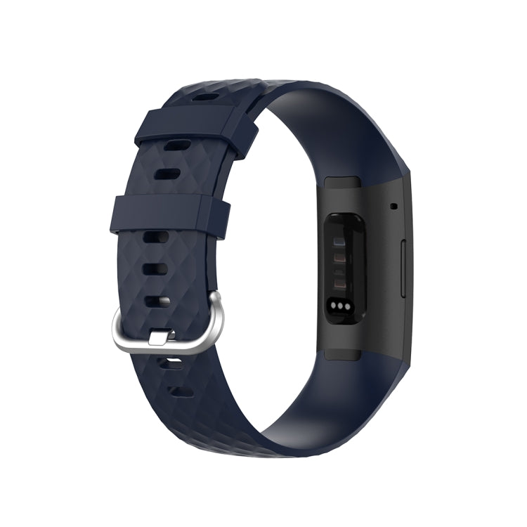 18mm Silver Color Buckle TPU Wrist Strap Watch Band for Fitbit Charge 4 / Charge 3 / Charge 3 SE, Size: S(Navy Blue) - Watch Bands by buy2fix | Online Shopping UK | buy2fix