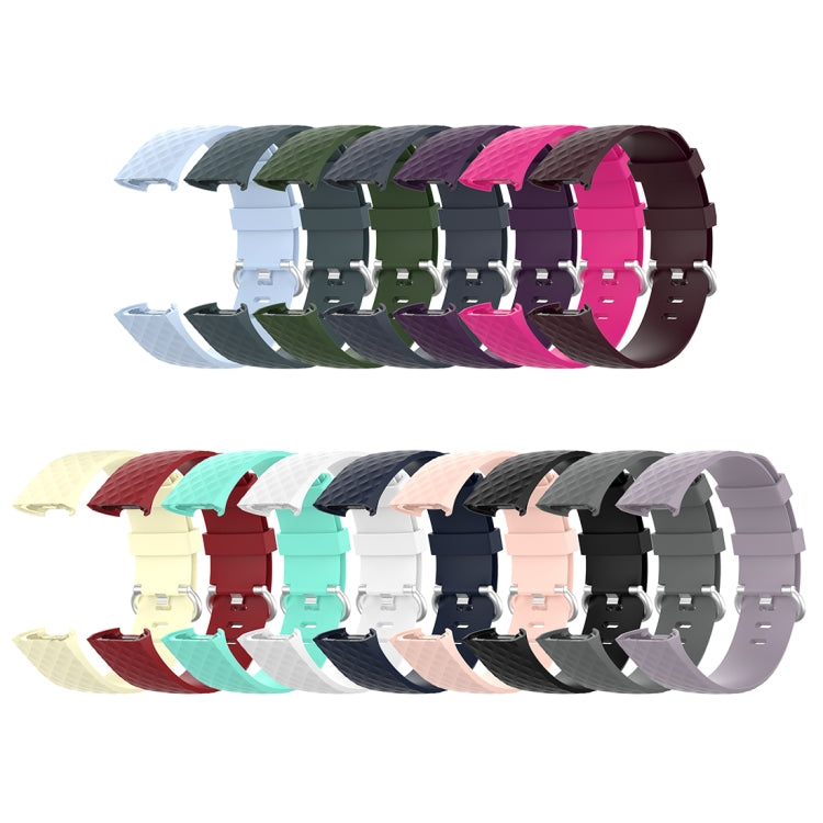 18mm Silver Color Buckle TPU Wrist Strap Watch Band for Fitbit Charge 4 / Charge 3 / Charge 3 SE, Size: S(Navy Blue) - Watch Bands by buy2fix | Online Shopping UK | buy2fix